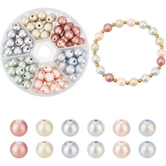 108 pcs Acrylic Round Pearl Beads 8mm Imitation Pearls Loose Beads Faux Round Pearl Hightlight Beads for Crafts Jewelry Garlands Making Acrylic