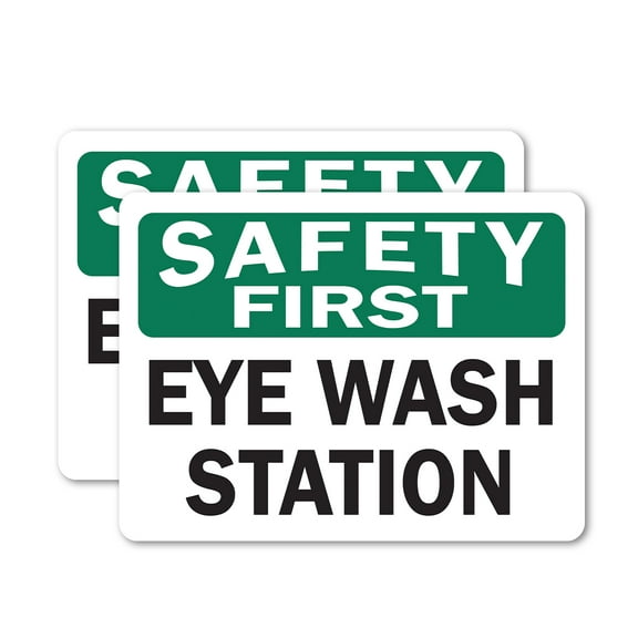 (2 Pack) OSHA Safety First Decal - Eye Wash Station OSHA Safety First Sign