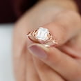 thumbnail image 3 of Rosec Jewels Moissanite Solitaire Celtic Knot Engagement Ring (D-VS1 Grade, 6x8 mm Emerald Cut), 18K Rose Gold, US 11.00, 3 of 8