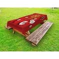 thumbnail image 1 of Year of the Dog Outdoor Tablecloth, New Year Pattern with Chinese Motifs on Scales Background, Decorative Washable Fabric Picnic Tablecloth, 58 X 104 Inches, Vermilion Yellow and White, by Ambesonne, 1 of 2