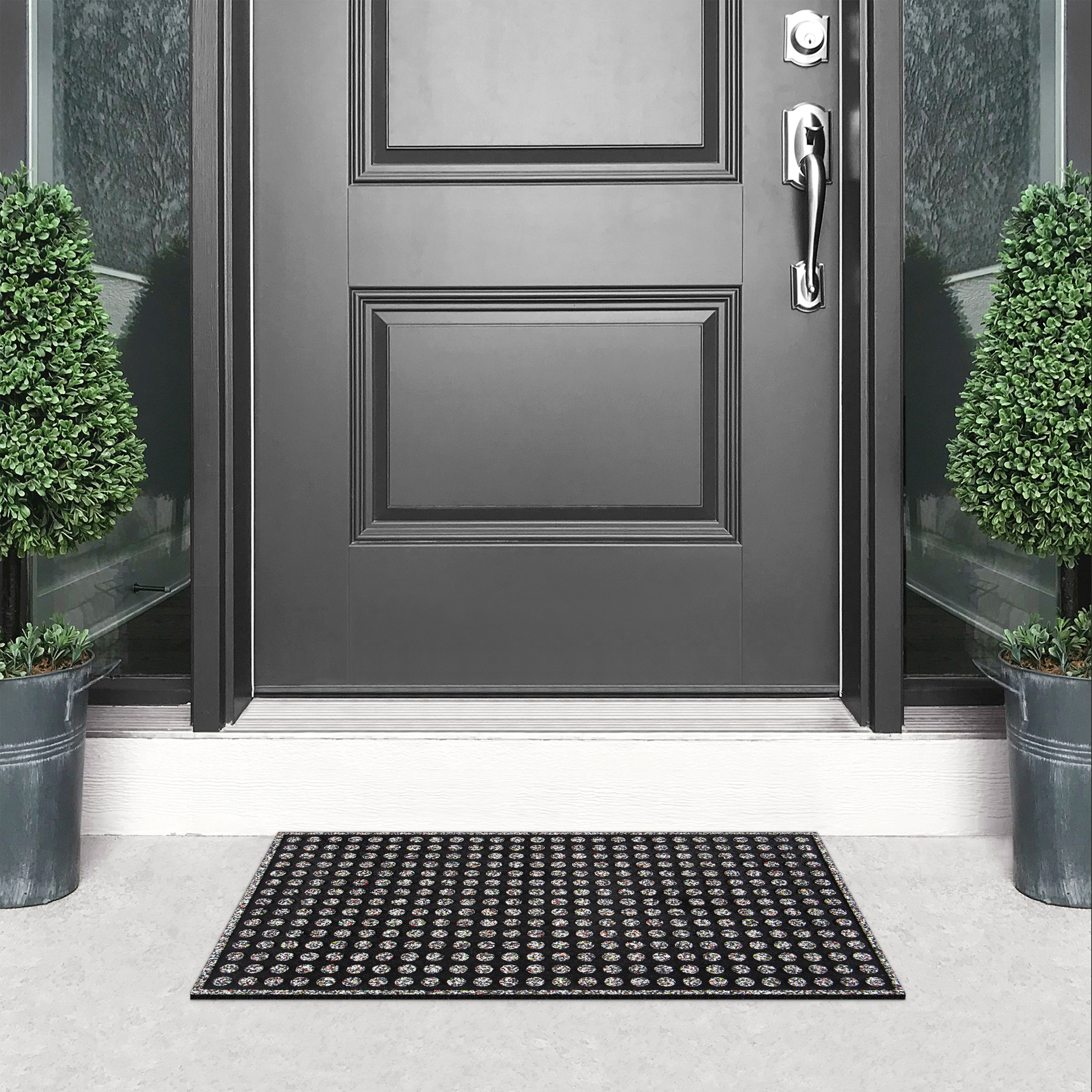 Apache Mills Black Dots Endurance Outdoor Rubber Doormat made with Nike Grind, 18" x 30"