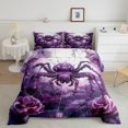 thumbnail image 2 of Feelyou Gothic Spider Teens Queen Comforter Set, Dreamy Purple Animal Bedding Sets, Valentine's Day Rose Floral Reversible Bedding Comforter Set, Lightweight Room Decor, 3-Piece, 2 of 8