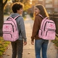 thumbnail image 2 of Binienty Pink Cow Print Bow School Backpack for Girls Primary School 17 Inch Large Capacity Bookbag with Side Pockets School Bag Children Back to School Gifts, 2 of 8