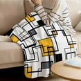 thumbnail image 4 of Fleece Blanket Abstract Geometric Line Blankets, Soft Cozy Warm Flannel Throw Blanket, Classic Yellow Black Check Blanket for Bed Couch Sofa,50x60In, 4 of 9