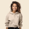 thumbnail image 3 of Dalix Smile Face Embroidered Fleece Cropped Hoodie Cold Fall Winter Women in Heather Dust S Small, 3 of 5