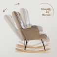 thumbnail image 4 of Modern Patchwork Fabric Rocking Chair with Solid Wood Rockers & Metal Frame, 26" Wide Upholstered Accent Rocker with High-Density Foam Cushion, 330 lb Capacity Lounge Chair, 4 of 5