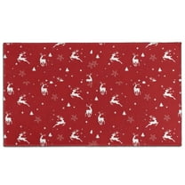 Red Christmas Deer Pattern Door Rugs,Washable Non Slip Door Mats Indoor,Decorative Door Mats,Entry Mat Indoor for Entrance,Bedroom,Kitchen,Bathroom,17"x30"