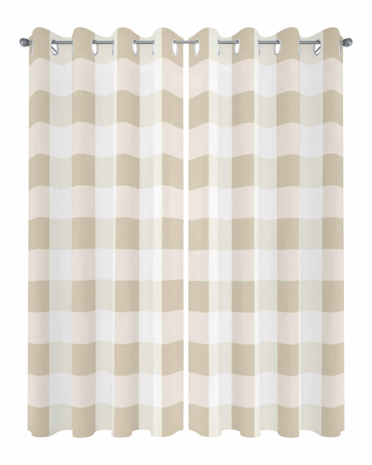 Outdoor Curtains for Patio, Beige Plaid Waterproof Blackout Outside Curtain for Porch/Pergola/Gazebo, Spring Summer Farmhouse Buffalo Checkered Thermal Insulated Drapes, 2 Panels, 54 x 95 Inch
