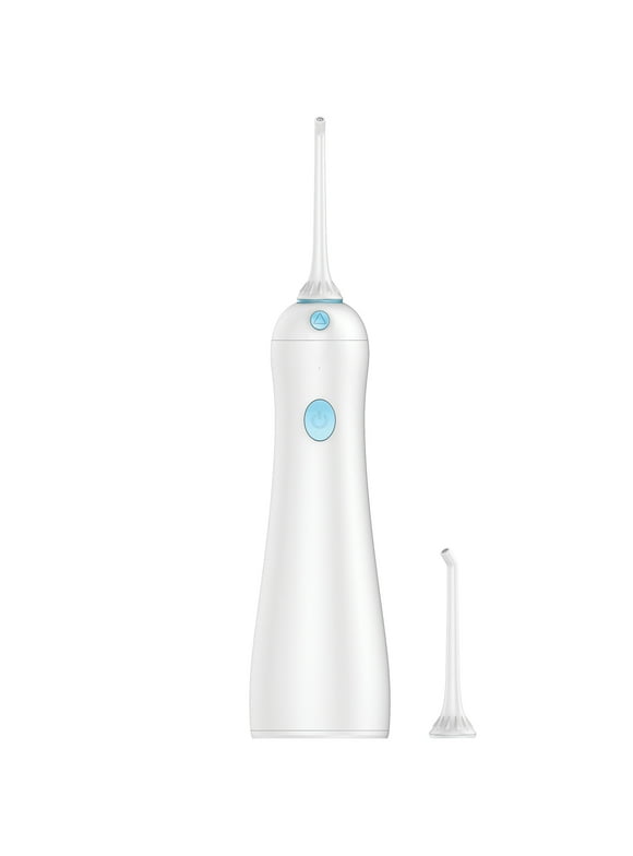 Equate HydroClean Cordless Water Flosser with Removable Tank, 2 Pressure Cleaning Tips, white