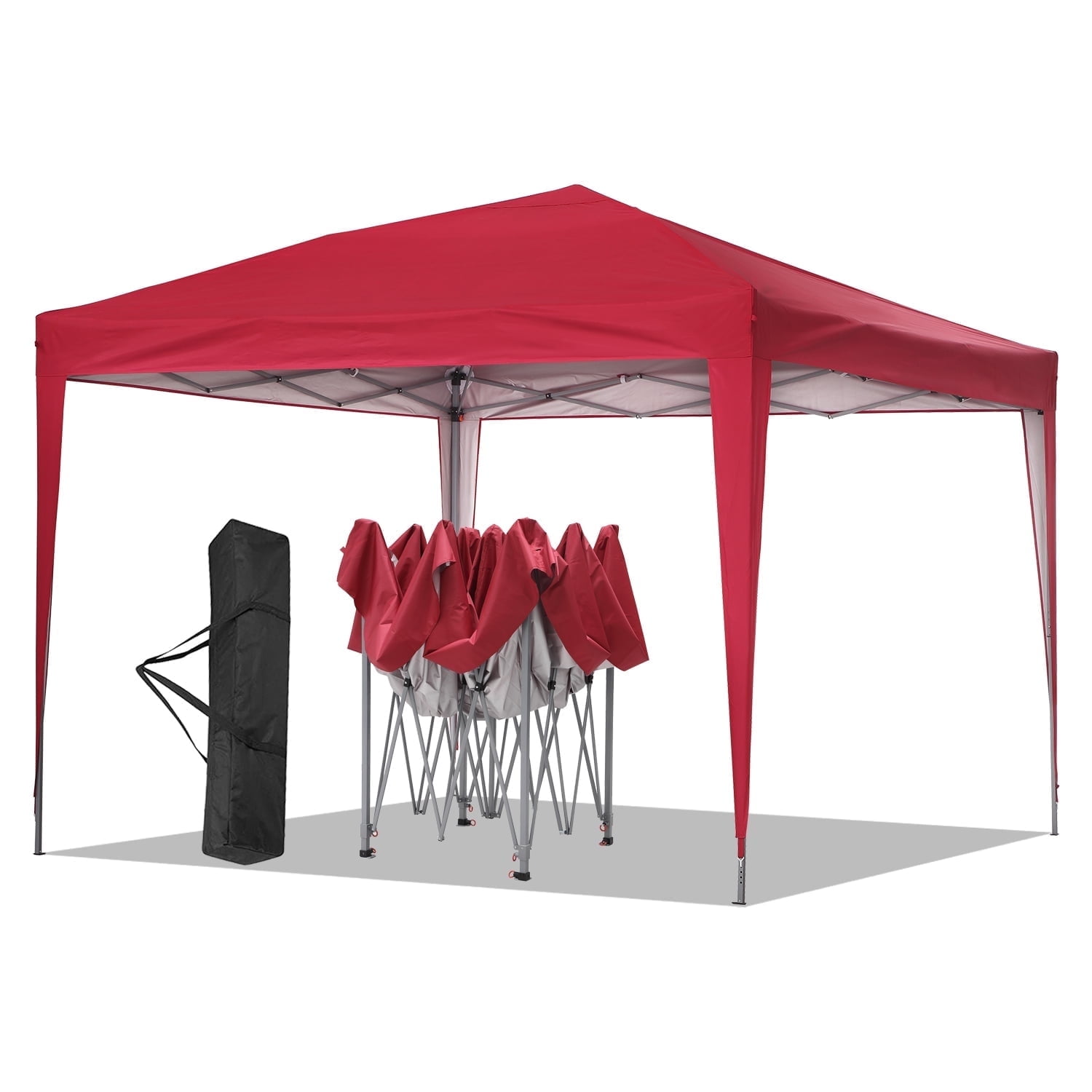 Outdoor Basic 10x10 Feet Pop-up Canopy Tent Instant Shelter Pop-Up Sun Camping Tent, Red
