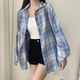 thumbnail image 1 of Camisa a cuadros para mujer, Top de manga larga de otoño, blusa Vintage a la moda con una botonadura, camisas holgadas a cuadros de estilo Preppy para mujer, 1 of 5