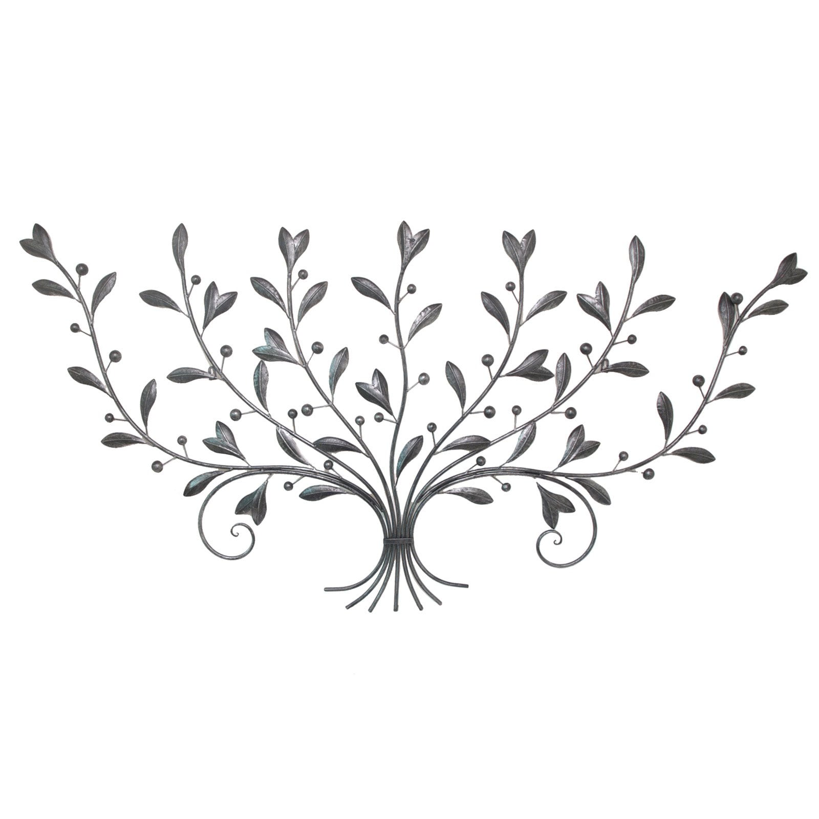 Benzara 86889 Metal Leaf Wall Art Silver