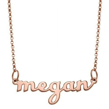 Personalized Planet Women's Rose Gold over Sterling Script Lowercase Nameplate Necklace