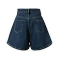 thumbnail image 3 of RUTAYY Skirts High Waist Plus Size Denim Shorts For Women Summer Casual A-Line Wide Leg Hot Pants Solid Color Flowy Swing Pleated Beach Skirts, 3 of 8