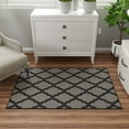 thumbnail image 3 of Ottomanson Trellis Area Rug 3'3" x 5' - Non Slip Low Pile Carpet, Dark Gray, 3 of 11