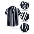 thumbnail image 4 of Hanerdun Men Striped Shirts Short Sleeve Button Tops Male Beach Shirt Navy Blue 3XL, 4 of 5