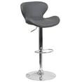 thumbnail image 1 of Contemporary Blue Fabric Adjustable Height Barstool with Curved Back and Chrome Base, 1 of 9