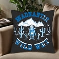 thumbnail image 5 of Set of 2 Throw Pillow Covers 18x18in - Cow-Themed design with bold ' MADANANTIR ' and ' WILD WEST ' text perfect for couch bed or car, 5 of 8