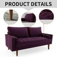thumbnail image 2 of Pemberly Row 70" Square Arm Upholstered Velvet Sofa in Purple, 2 of 11