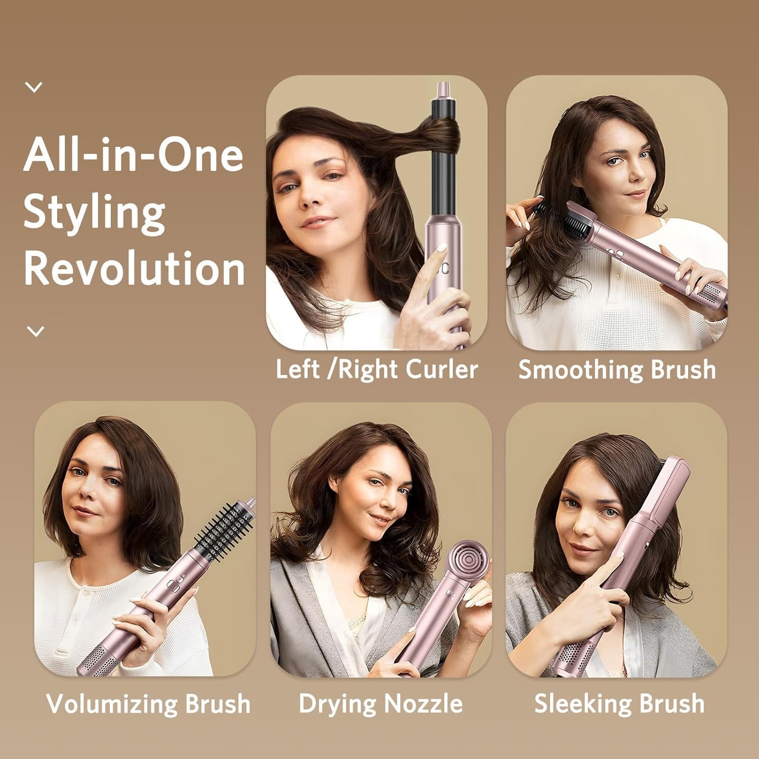 New Air Styler Hair Dryer Brush - 6 in 1 Hair Styler Ionic Auto Wrap Hot Air Curler Blow Dryer Brush, 38m/s High Speed Blowout Airflow Hair Dryer Multi Styler Fast Drying Styling for Curly/Straight H