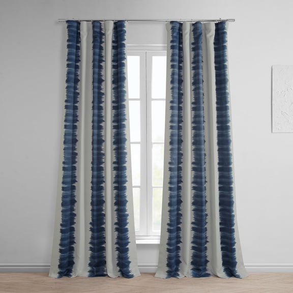 Half Price Drapes Printed Flambe Blue Room Darkening Curtains for Bedroom(1 Panel), 50W X 84L