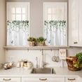 thumbnail image 3 of 3 Piece Kitchen Curtains and Valances Set Eucalyptus Cafe Curtains 36 Inch Length Butterfly Sage Green Leaf Farmhouse Plant Valance & Tier Curtain for Living Room Bedroom Window 54"x18"+27"x36"*2, 3 of 6