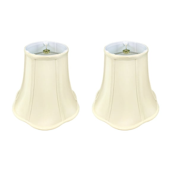 Royal Designs Bottom Scalloped Bell Lamp Shade in Eggshell, 6" x 12" x 10.25", Set of 2