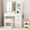 White, variant on Modern Black Vanity Desk with Mirror and LED Lights 3-Color Adjustable Lighting 4 Drawers Natural wood color block Natural Wood White