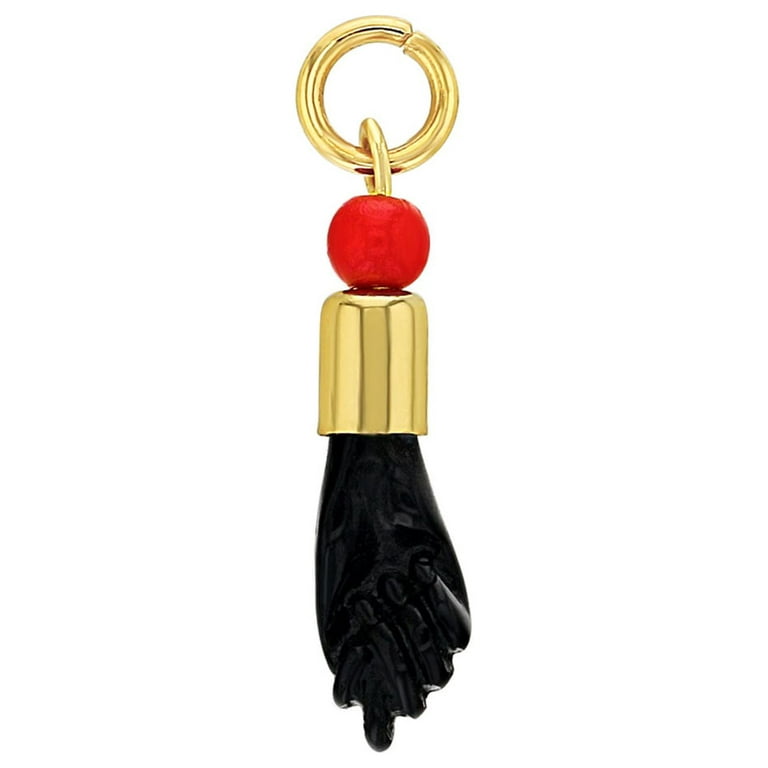 14K Gold Plated Figa Hand Evil Eye Charm - Good Luck Talisman Pendant For Protection & Positive Energy