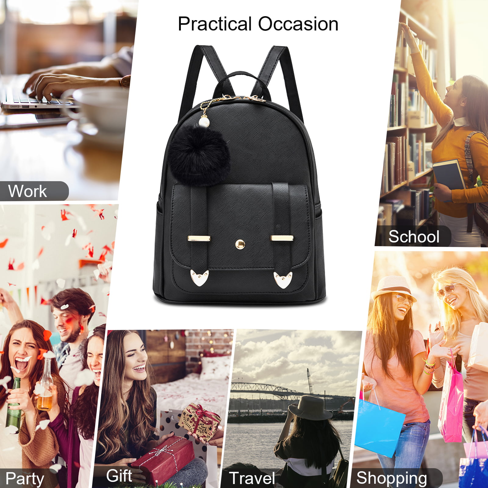  Girls Cute Mini Backpack Purse Fashion School Bags PU Leather  Casual Backpack for Teens Women (Bright Blue)