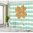 thumbnail image 4 of Ambesonne St Patrick's Day Shower Curtain, 4-Leaf Shamrock, 69"Wx75"L, Mint Green and Amber, 4 of 4