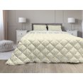 thumbnail image 1 of Floral Comforter & Sham Bedding Set, Summer Kitchen Design Cartoon Shaped Little Flowers Daisy Print, 3 pcs Duvet Set Microfiber Filling Quilt, 5 Sizes, Pale Green Yellow, by Ambesonne, 1 of 4