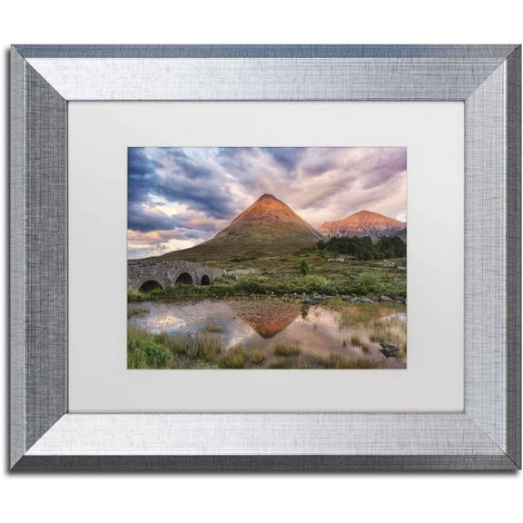 Trademark Fine Art 'Glamaig Sunset' Canvas Art by Michael Blanchette Photography, White Matte, Silver Frame