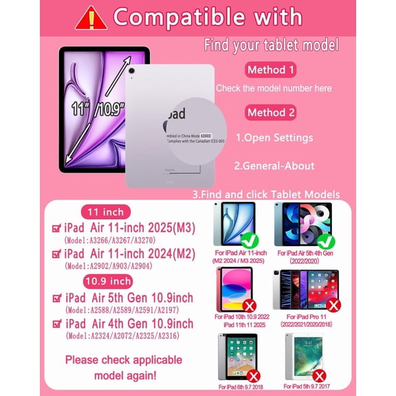 YUYAN-Case with Keyboard Mouse for iPad Air 11 inch M3 M2/ Air 10.9 5th 4th Generation,Rainbow Backlit Detachable Keypad Rotatable Magnetic Cover with Pencil Holder for iPad Air 4 5 6 7 Gen Pink