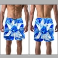 thumbnail image 3 of luoweisi Men's Beach Shorts Quick Dry Swim Trunks with Mesh Lining Blue and White Geometry 2XL, 3 of 5