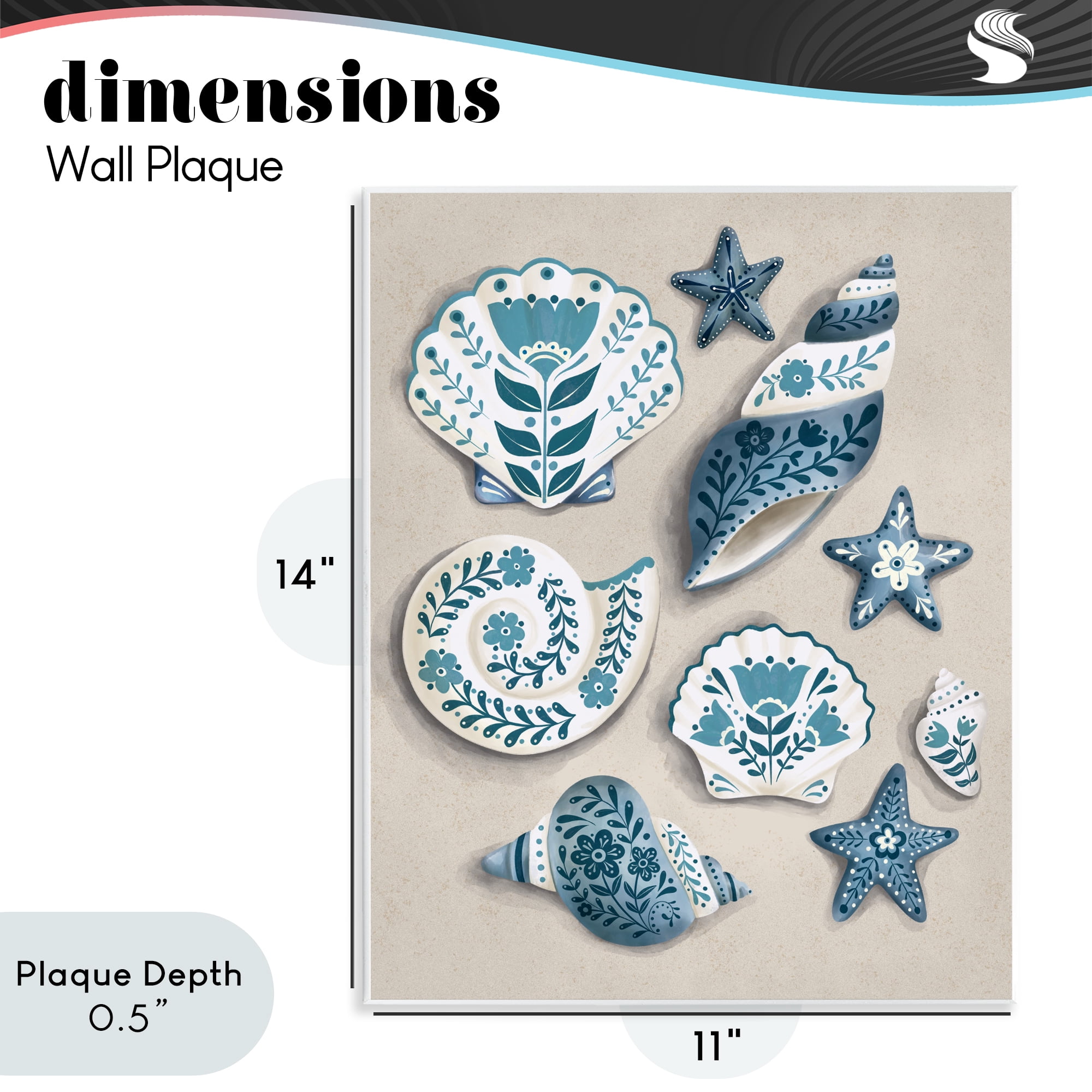 Stupell Industries Teal Nautical Floral Seashells Wall Plaque Art, design by Penny Aguilera