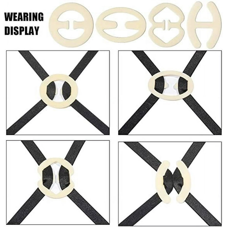Dicasser 4Pcs Racer back clips, bra strap clips for the back, cross back  convertors, conceal straps and cleavage control bra clips