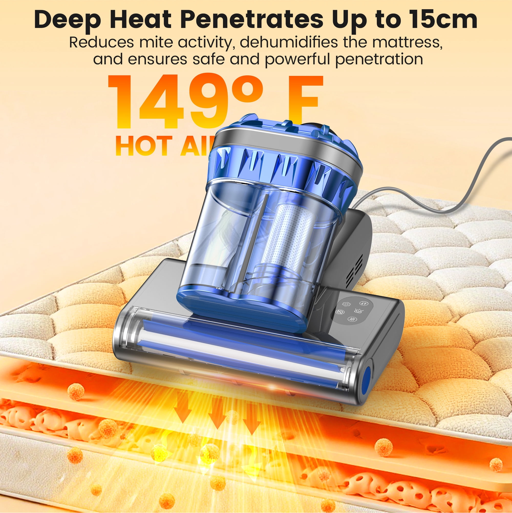 INSE Handheld Vacuum, 253.7nm UV-C Light Bed Vac Cleaner with HEPA Filter for Mattress Sofa Cirb Bed