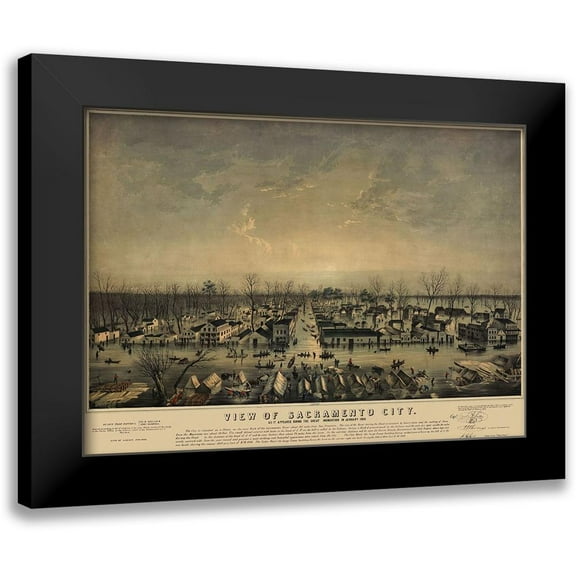 Bainbridge 14x11 Black Modern Framed Museum Art Print Titled - Sacramento California - Bainbridge 1850