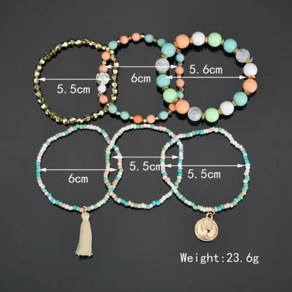 GKNET 2024 Boho Women Multilayer Bracelet Natural Stone Crystal Elastic Jewellery Gift-Colorful Beded