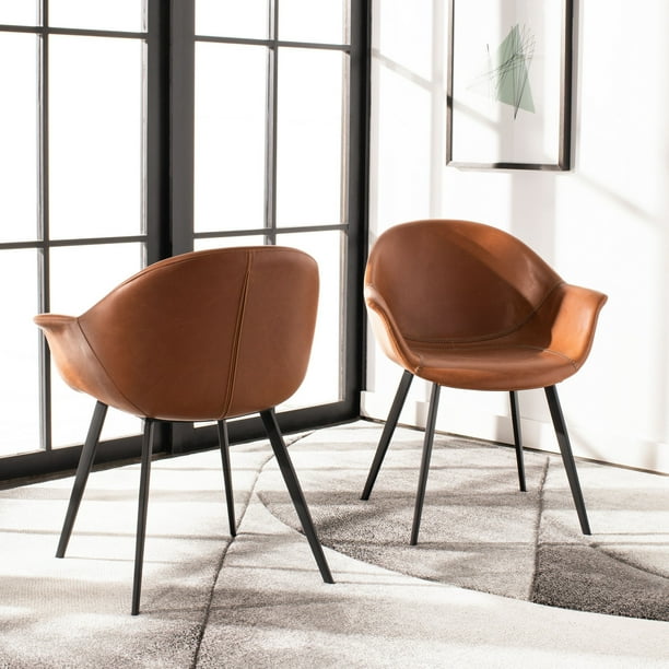 Safavieh Dublin Mid Century Leather Dining Tub Chair, Set ...