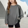 thumbnail image 3 of Efsteb Long Sleeve Shirts for Girls Solid Color Casual Comfy Loose Tunic Tops Soft Crew Neck Long Sleeve for Parties（Gray，14 Years）, 3 of 8