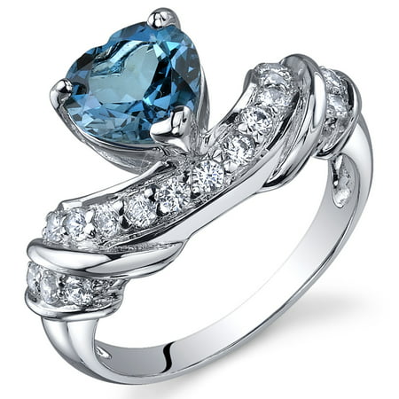 Peora 1.25 Ct London Blue Topaz Engagement Ring in Rhodium-Plated Sterling Silver
