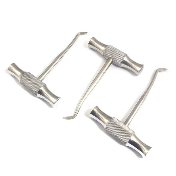 OdontoMed2011® Lot Of 3 Pieces Cross Bar Dental Root Elevator Winter Angled Left Flat Pointed