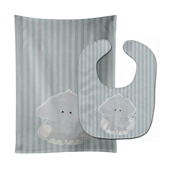 Elephant Al Baby Bib and Burp Cloth
