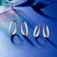 thumbnail image 2 of Fashion Sparkling White Crystal Paved Oval Shape Hoop Earrings for Women, 2 of 4