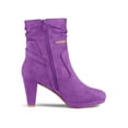 thumbnail image 3 of BLISSFUL STEP Women's Ankle Boots Faux Suede Chunky Heel Side Zipper Slouch Shaft Boots Purple 9, 3 of 8
