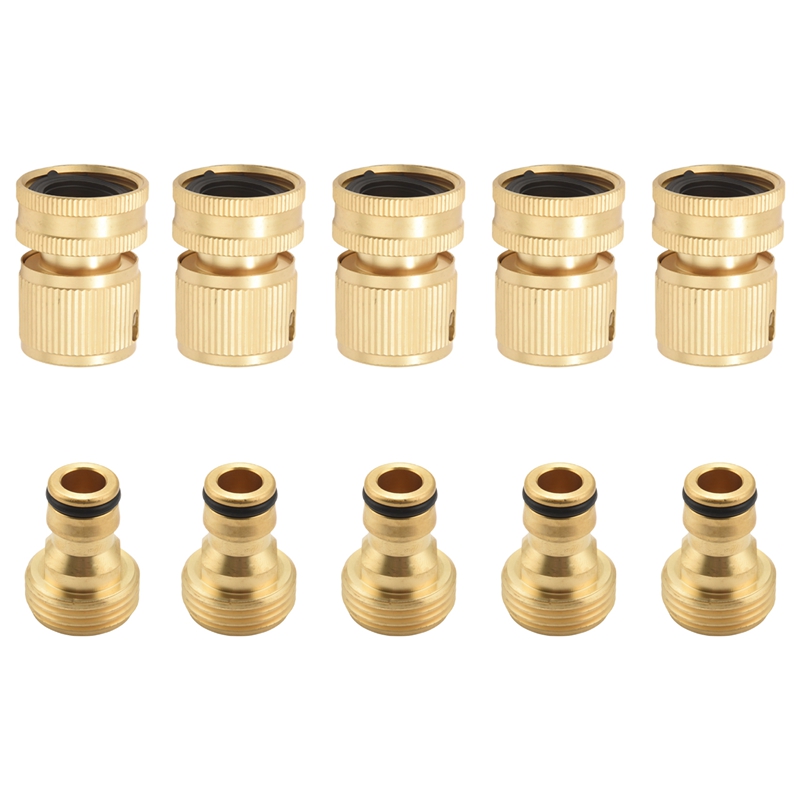 Garden Hose Quick Connectors Solid Brass 3/4 Inch GHT Thread Easy