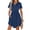 Dark Blue, variant on Women Linen-Cotton Blend Dresses Short Rolled Sleeve Drawstring Cinched Waist Asymmetric Hi-Lo Hem Side Pocket Casual Dress White Size 2XL