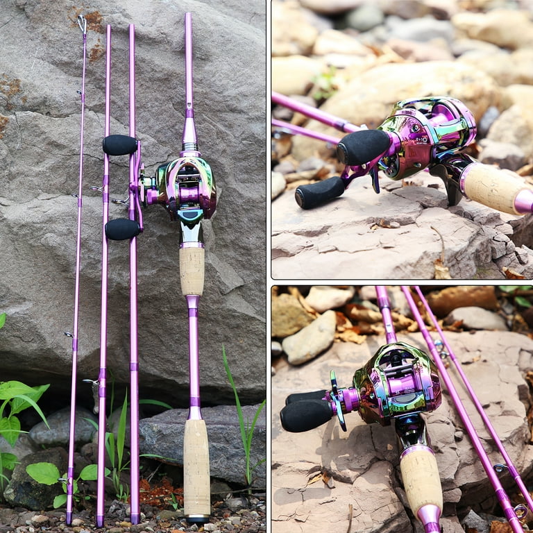 Sougayilang Baitcasting Rod Reel Combo, Portable Telescopic Carbon Fiber  Rod and 7.2:1 High Gear Ratio Strong Durable Fishing Reel Kit For Catfish